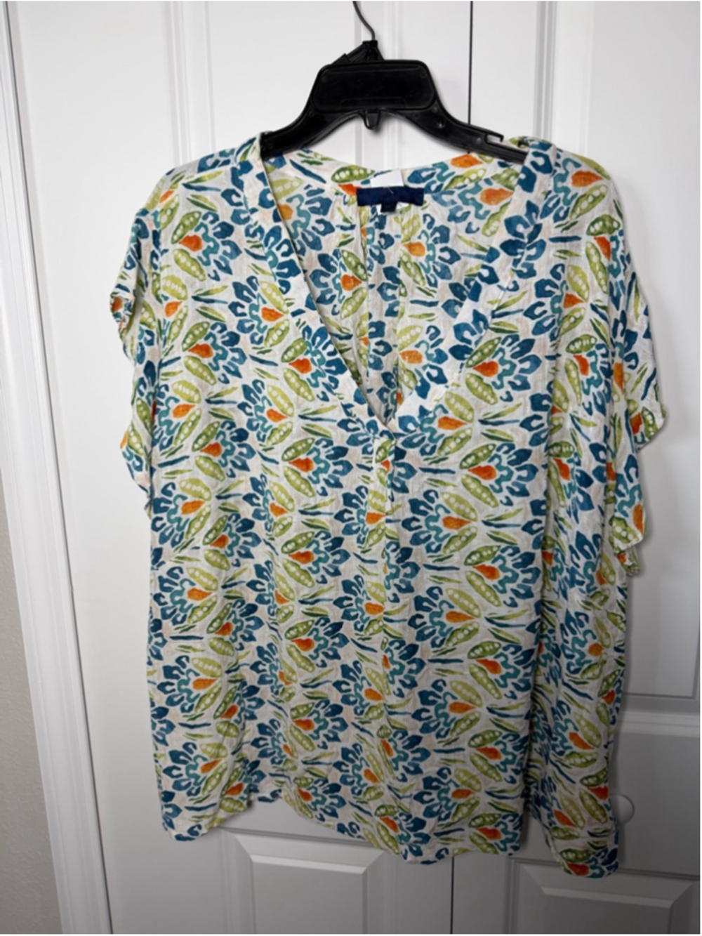 Apt 9 Blouse 3X White Green Orange Blue Floral